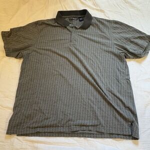 John Henry Polo Shirt Textured Cotton Blend Gray Short Sleeve Casual XL